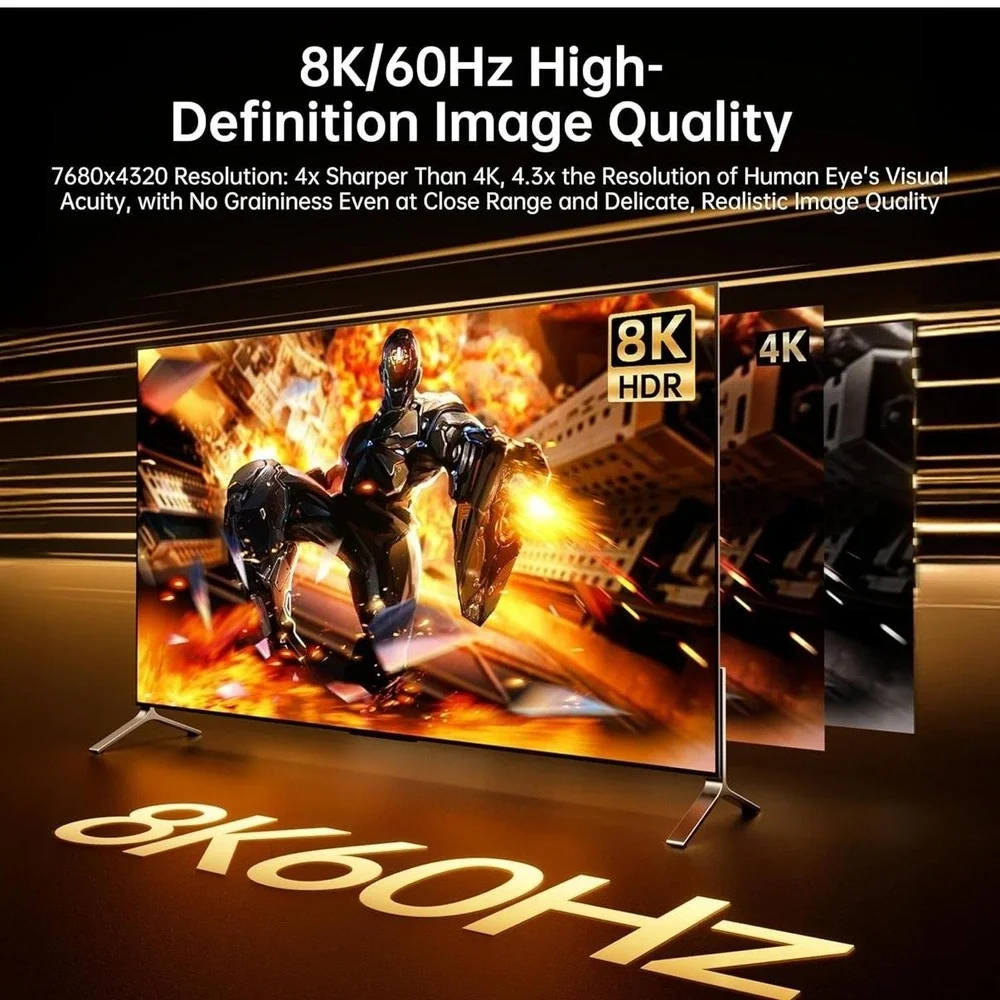 Biaze‎ 8K Ultra High Speed HDMI Cable 60Hz HDR Gray Aluminum Alloy Shell